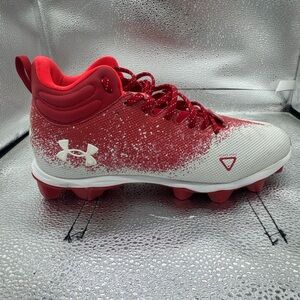 Under Armour Football Cleats Locked Down Size 11.5 Red/White 3025083-600 #2